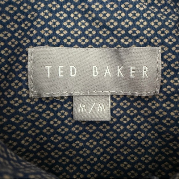 TED BAKER Blue Geometric Print Button Down Shirt Stretch Cotton m - Picture 9 of 14